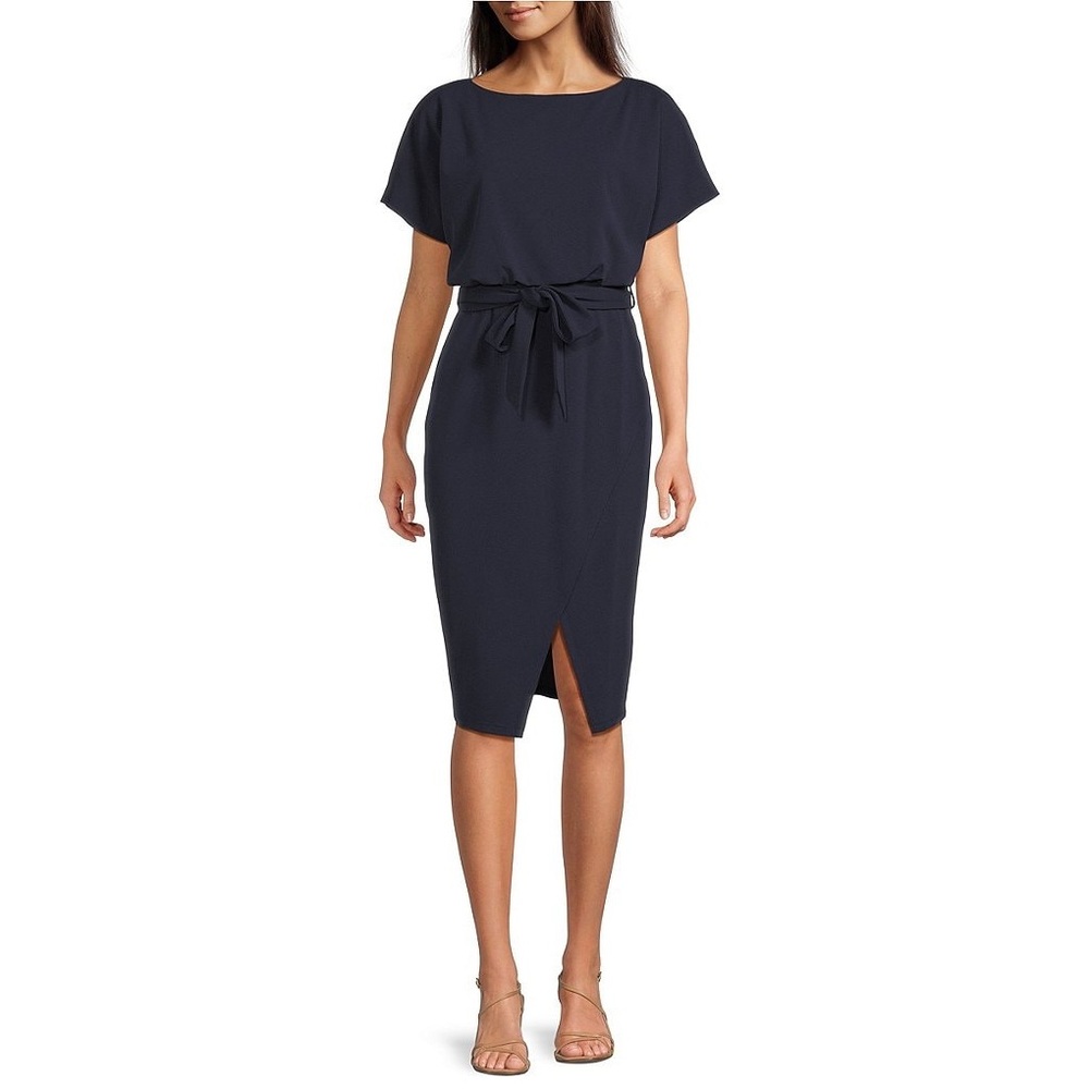 NWT Kensie Boat Neck Faux Wrap Blouson Dress - Size 10 - Picture 5 of 9